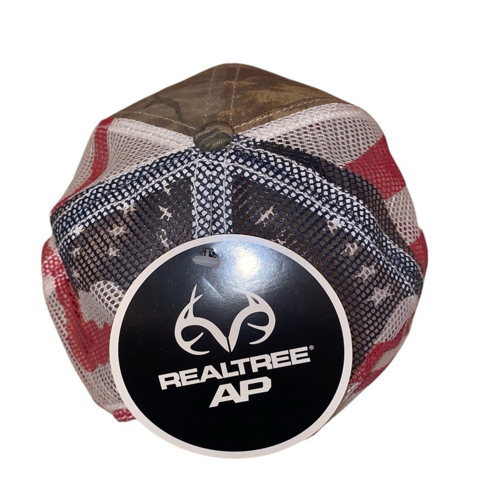 REALTREE“Red Classic” Adult Camo Baseball Cap with Mesh American Flag Back NWT - Picture 3 of 7